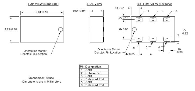 B0430J50100AHF超小型不平衡轉平衡變壓器