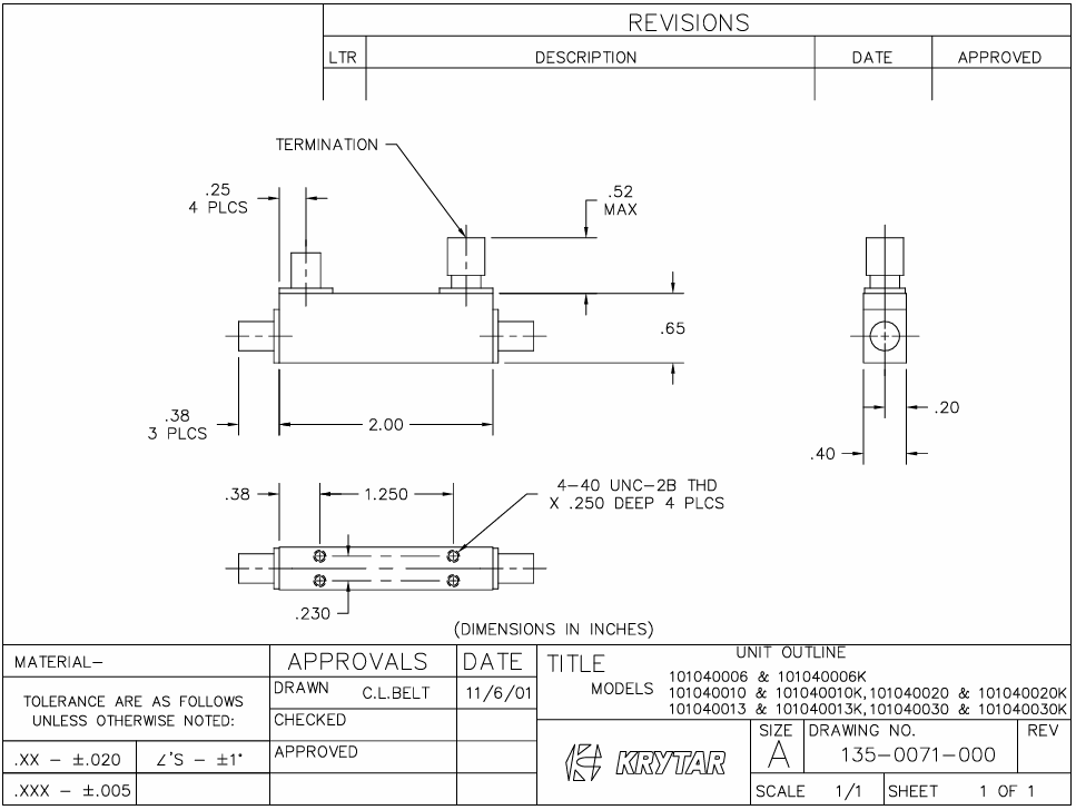 ?101040020/101040020K定向耦合器KRYTAR